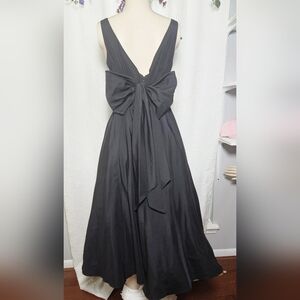 Night Way Collections Black Ruched Tie Front Gown